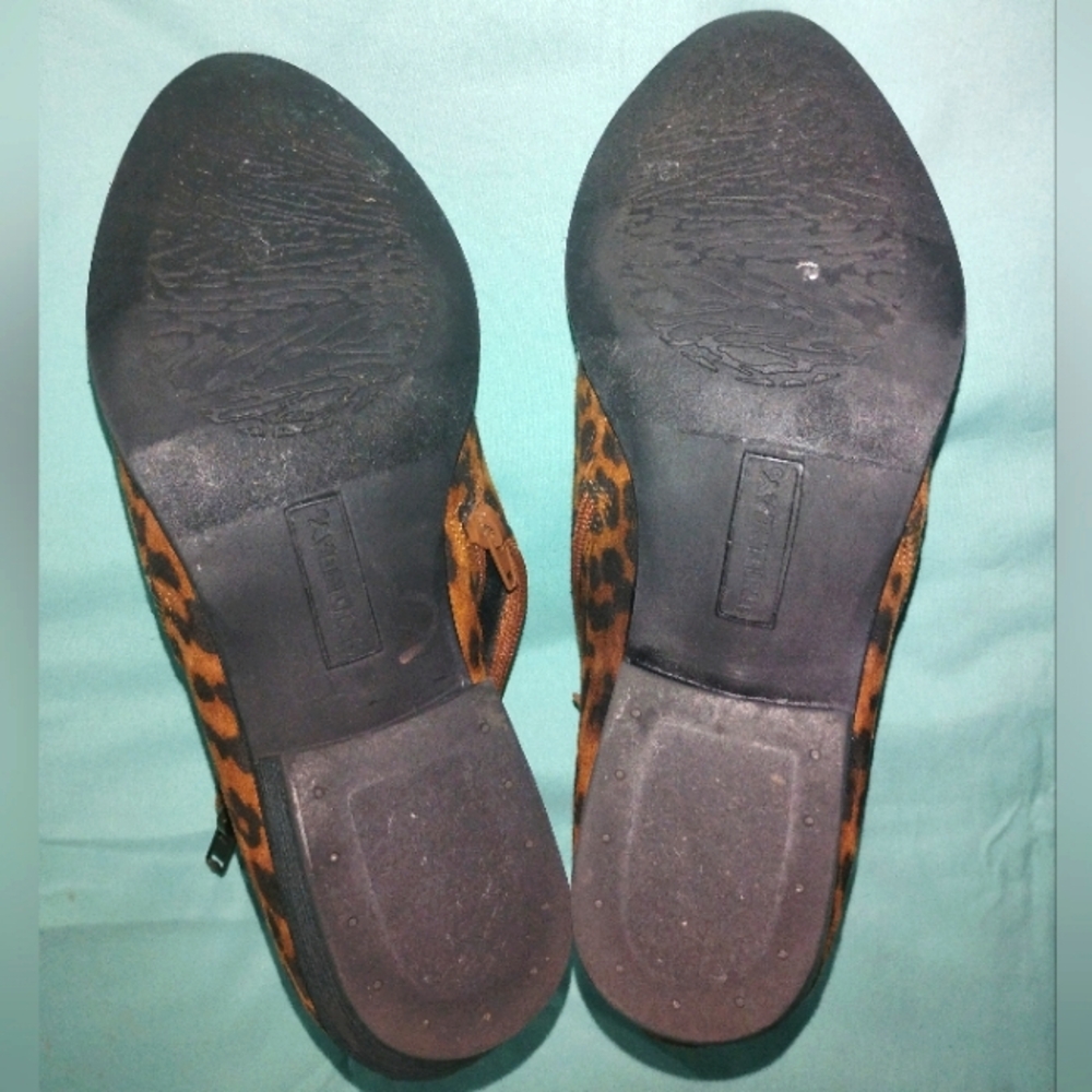 🤎🖤 EUC Dark Orange Black Cheetah Print Ankle Boots Size 8.5 UnionBay Winter - Picture 4 of 4